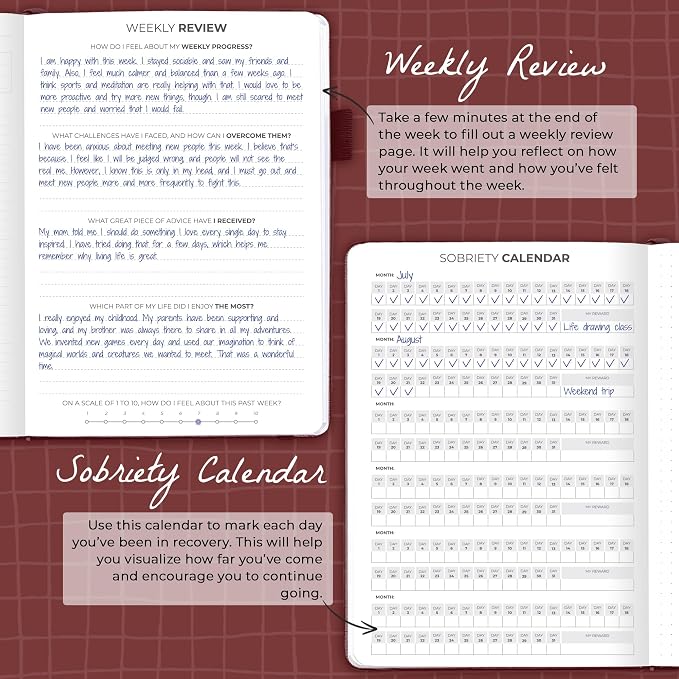 Clever Fox Addiction Recovery Journal – Addiction Treatment Planner & Workbook – Daily Sobriety Journal for Recovery Progress, A5 (Burgundy)