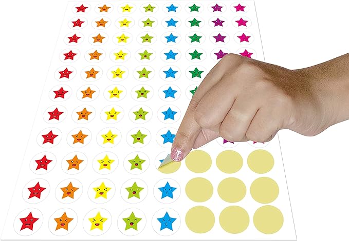 Mini Star Stickers Mega Bundle 5280 PCS in 8 Colors for Reward Behavior Chart 3/8 inch