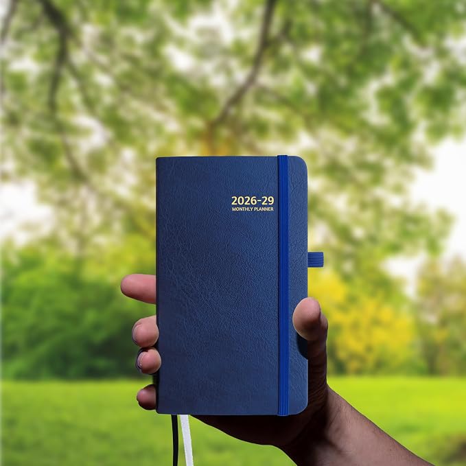 2026-2029 Pocket Monthly Planner, 3 Year Calendar 2026-2029, 6.2’’ x 3.6’’ x 0.67’’, Small Calendar 2026, 36 Months from Jul 2026 - Jun 2029, Hardcover, Back Pocket, Thick Paper, Lightweight to carry, Blue