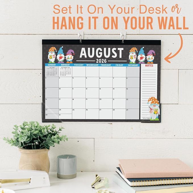 Hadley Designs Large Teacher Desk Calendar 2026-2027 - Desktop Calendar 2026, 18-Month Desk Calendars for Home, Office & Classroom, Cute Classroom Must Haves, Teacher Appreciation Gifts
