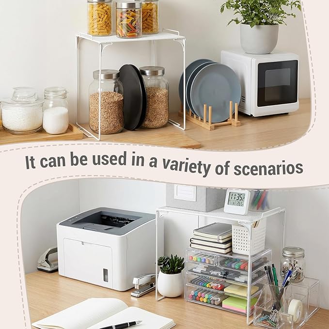 Colarr White Locker Organizer Shelf Locker Accessories for Girls Stackable Storage Organization Shelf Area Saver Fits Standard Size for School Office Kitchen and Home