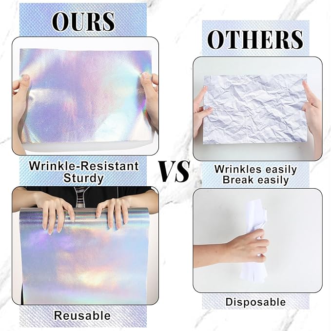 Iridescent Bulletin Board Roll Reusable Waterproof Erasable Silver Holographic Non-Woven Fabric Bulletin Board Roll Iridescent Laser Poster for Teacher Classroom Decors Wrap Crafts 15.75”× 40 Ft