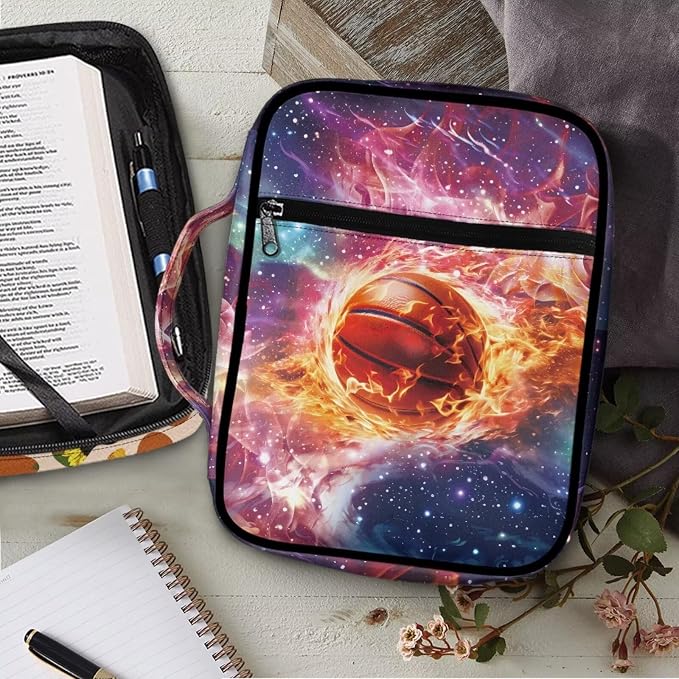 Coldinair Cute Football Bible Cover for Men Teen Boy,Bible Case Bible Carrier Carrying Organizer Purse Handbag with Zipper Pockets Church Bag