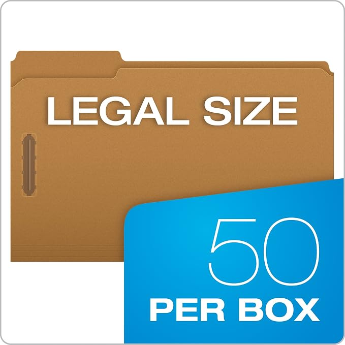 Pendaflex FK312 Pendaflex Kraft 2-Fastener Classification Folder with 1/3 Cut Tabs, 50/Box, Brown, Legal (Pack of 5)