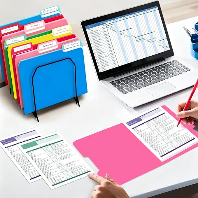 Two Tone Color File Folder 8.5 x 11 Inch,36 Packs Pink File Folders,1/3 Cut Tabs File Folder Letter Size,Manila File Folders for Office,School and Home,Organization