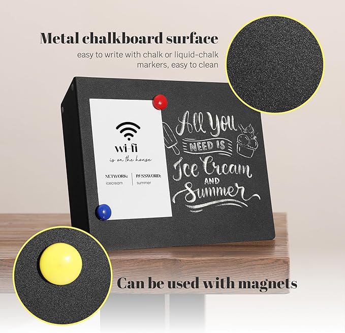 Metal Chalkboard Sign 8 ½ x 11 inches - Food Signs for Party Buffet, Mini Chalkboard Sign, Food Display Card, Kitchen Tabletop Chalkboards, Small Standing Menu Boards for Wedding