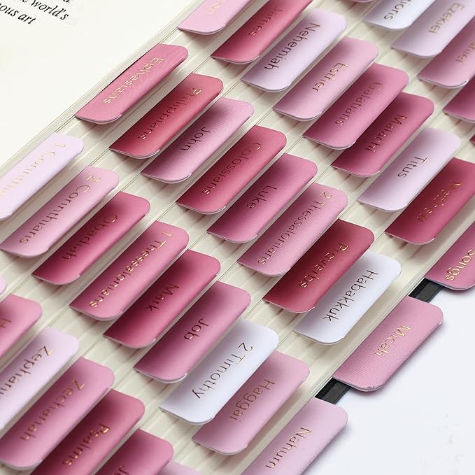 Mr. Pen- Bible Tabs, 75 Tabs, Pink Plum Orchard, Gold Foil Embossed Lettering, Laminated Bible Tabs for Women and Men, Bible Tabs for Study Bible Index Tabs, Bible Book Tabs, Bible Labels Tabs