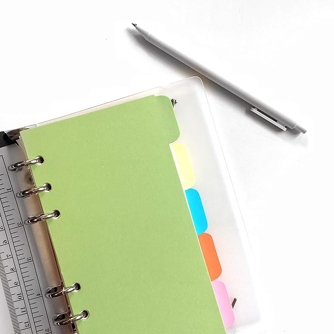 Zelten Refills/Loose Leaves for A6 Cover Ring Binder/Personal Organizer/Planner(A6 6 Holes, Divider Horizontal Colored Paper)