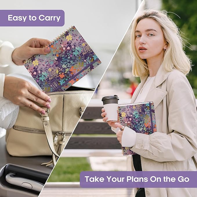 Academic Planner 2026-2027, Weekly and Monthly Calendar Book, July 2026 – June 2027, Hardcover Planner with Tabs, Perfect for Teachers, Students, Women & Men, A5 (6.4" x 8.5") - Lavendar Floral