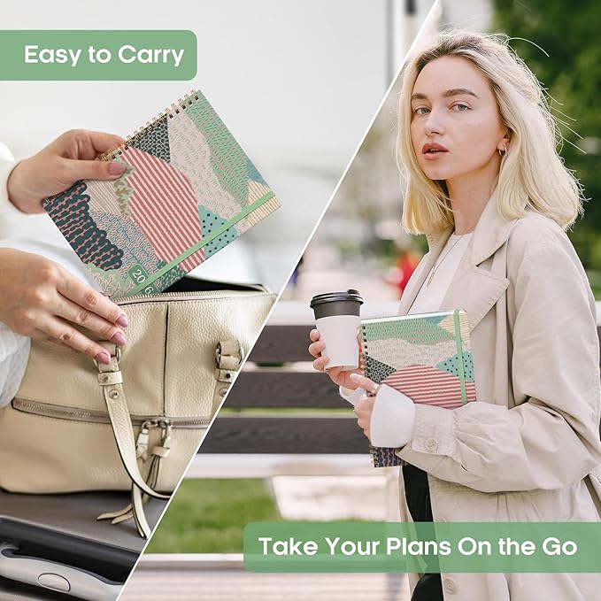 2026 Planner, Weekly and Monthly Calendar Planner Book, January 2026 - December 2026, Hardcover Spiral Planner with Monthly Tabs, Notes Pages, Perfect for Women & Men, A5 (6.4" x 8.5") - Patchwork