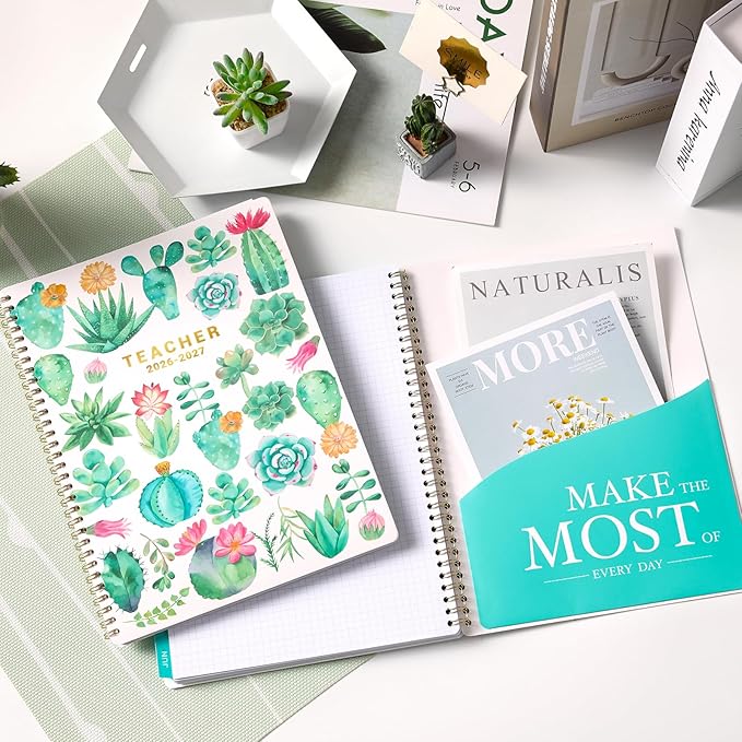 Teacher Planner 2026-2027 - Teacher Lesson Planner 2026-2027, Jul. 2026 - Jun. 2027, 8.3" x 11", 2026 2027 Planner Weekly & Monthly Lesson Plan Book for Teachers with Back pocket, Colorful Tabs