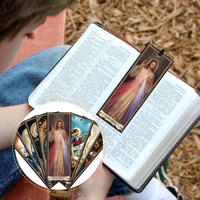 Wxiben Catholic Bible Bookmarks Gifts - 20Pcs Christian Religious Bookmarks Catholic Saints Prayer Book Marks Jesus Virgin Mary Book Markers for Women Men Book Lovers Students Teacher Sunday School
