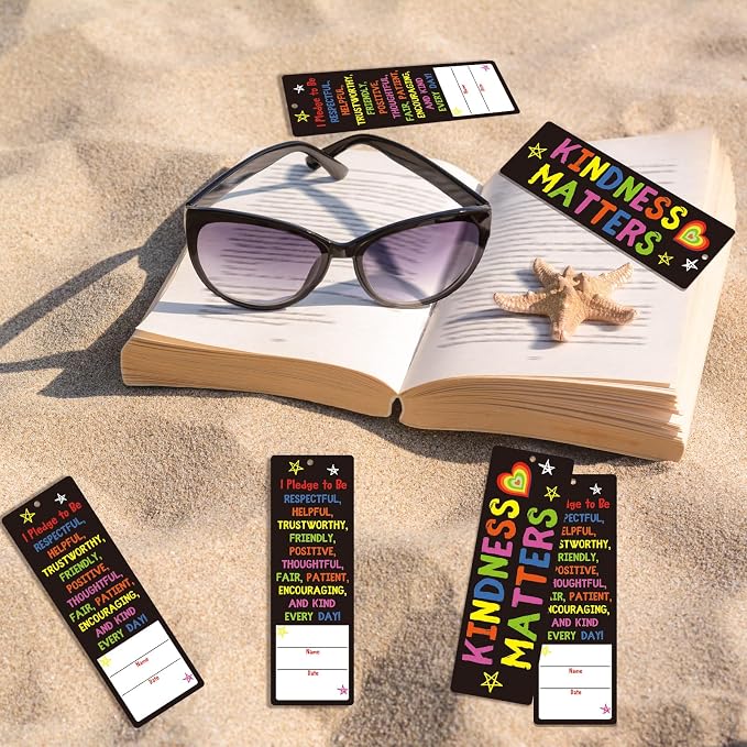 Dispowreath 60 Pcs Kindness Matters Pledge Bookmarks Inspirational Pledge Bookmarks Church Exchange Gifts for Party Favors Prizes Reading Accessories Book Club Supplies Incentive Gifts