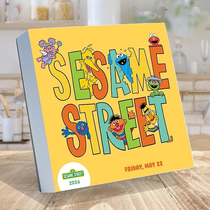 TF Publishing 2026 Sesame Street Daily Desktop Calendar - Home and Office Organization - Small Desk Calendar 2026 with Full-Color Tear-Off Pages and Standing Cardboard Easel - 5.25in x 5.25in