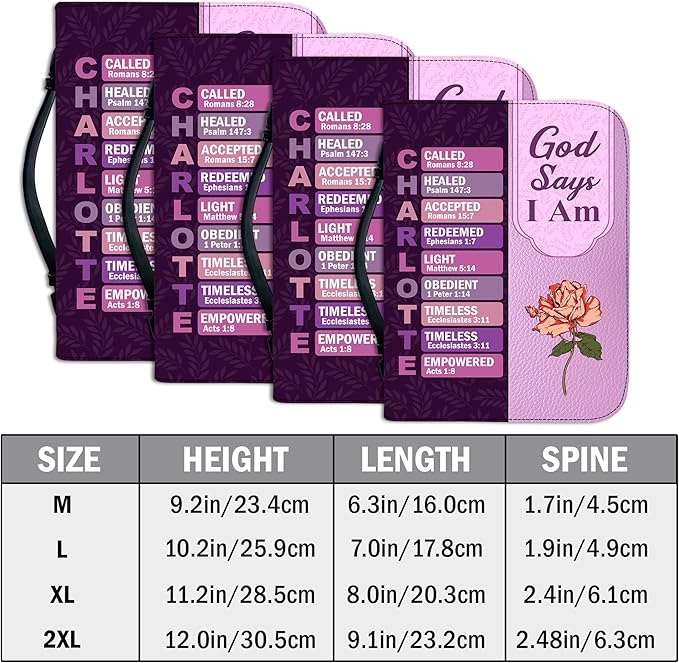 Personalized Man of God Bible Cover, God Says I Am Bible Case PU Leather, Bible Holder Handle Zipper, Faith Scripture with Name Case Bag, Religious Gifts for Church Christians Women Men (GOD-05)