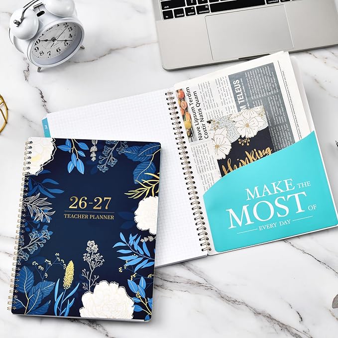 Teacher Planner 2026-2027 - Teacher Planner 2026-2027 Academic Year, Weekly & Monthly Lesson Planner, JULY 2026 - JUNE 2027, 8.5'' x 11'', Colorful Monthly Tabs, Twin-Wire Binding, Holidays, Pocket