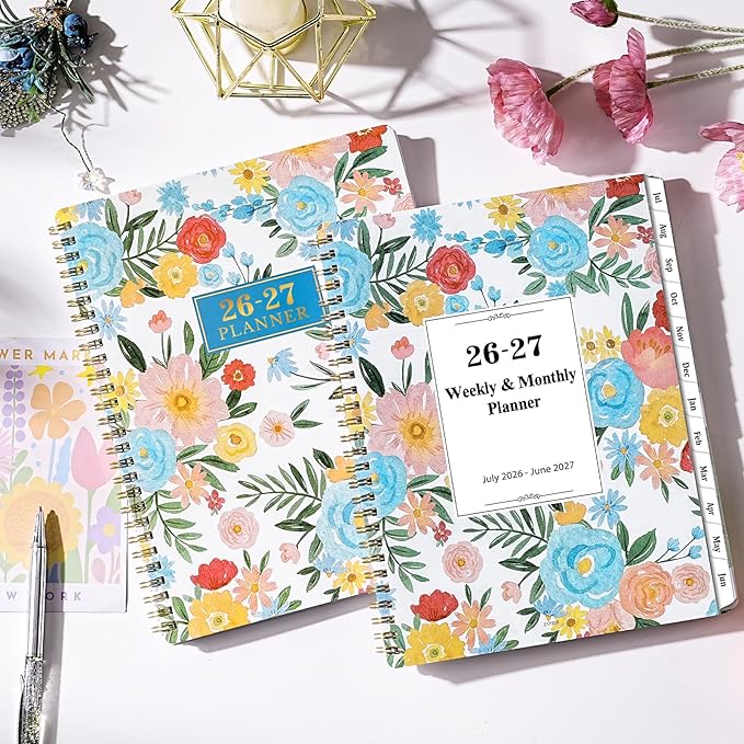 Planner 2026-2027 - 2026-2027 Planner Weekly and Monthly, July 2026 - June 2027, 9" x 11", Academic Planner 2026-2027, Calendar Planner, Printed Tabs, Holidays, Twin-wire Binding