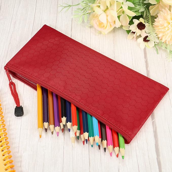 PATIKIL Waterproof Zipper File Bags, 5 Pack A6 Size Document Pocket Storage Organizer Pouch for Travel Office Supply, Red