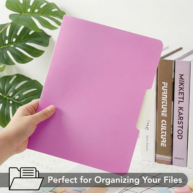 Mr. Pen- File Folders with Tabs, 1/3 Cut Tab, 18 Pack, Letter Size, Orchid Haze, File Folders Designed for Office and Classroom Use