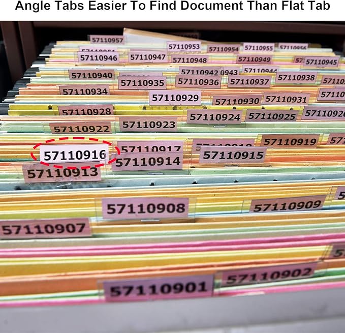 Jovitec File Folder Tabs, 120 Hanging File Folder Plastic Tabs and 120 Inserts for Quick Organize and Identification Files, Easy to Read(Multicolor Angle,2 Inch)