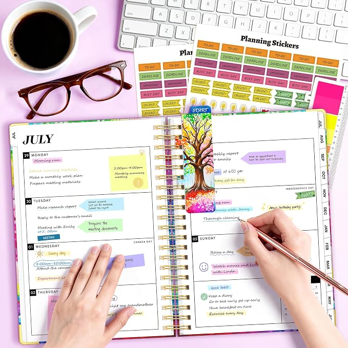 Planner 2026-2027, 18 Month Weekly and Monthly Academic Planner, July. 2026 - Dec. 2027, 9" x 11.6" A4 Large Hardcover Calendar Planner with Page Tabs, Separator Page, Inner Pocket, Bookmark, Stickers, Sticky Note Set