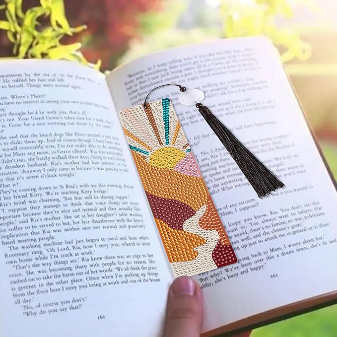 Boho Diamond Painting Bookmark Kit: 6PCS Aesthetic Diamond Art Bookmarks with Tassels, Bohemian Diamond Art Book Marks, DIY Craft Gift for Book Lovers, Reading Accessories for Adults & Kids