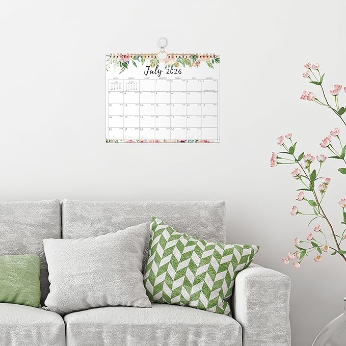 Calendar 2026-2027 - July 2026 - December 2027, Wall Calendar 2026-2027, 11" x 8.5", 18 Months Wall Calendar, Writing Blocks, Julian Dates, Spiral Bound