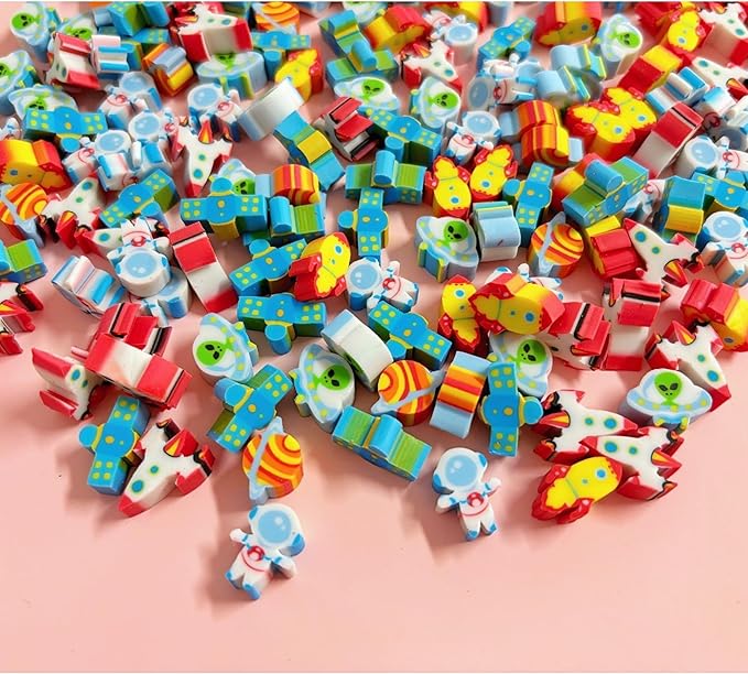 400PCS Mini Space Cute Erasers for Kids Bulk,Fun Erasers for Classroom Back to School Party Gift (Space, Mini)