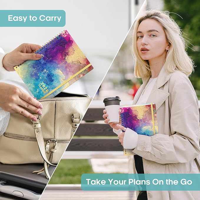 2026 Planner, Weekly and Monthly Calendar Planner Book, January 2026 - December 2026, Hardcover Spiral Planner with Monthly Tabs, Notes Pages, Perfect for Women & Men, A5 (6.4" x 8.5") - Gold