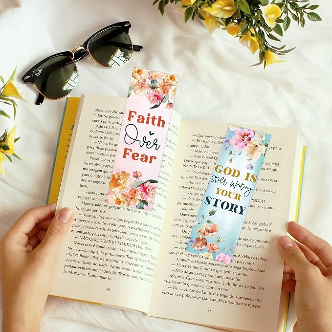 Bible Flower Bookmarks, 100 Pcs Pretty Christian Floral Book Marks, Religious Spiritual Gifts for Reading Women Book Lovers