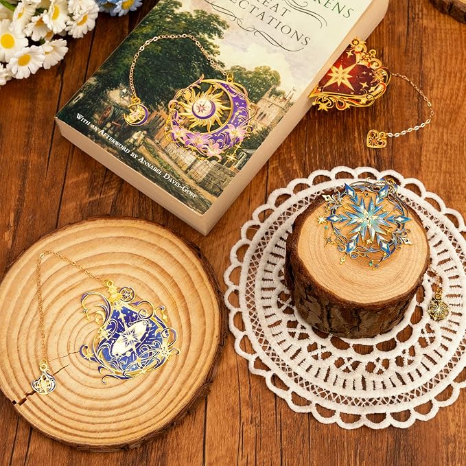 4 Pieces Metal Starry Sky Series Bookmark, Perfect for Women Readers (BKM-065-F4)