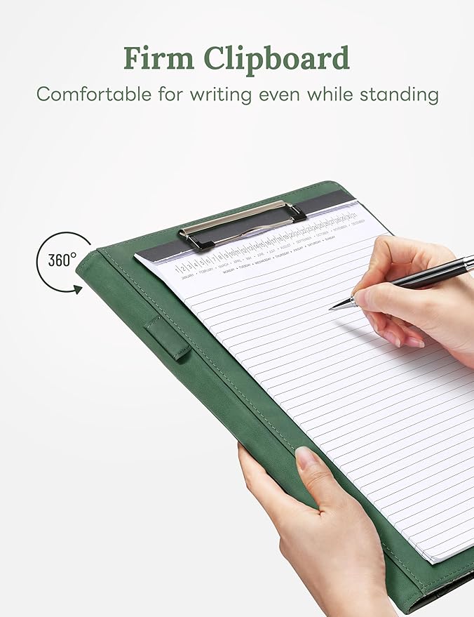 Clipboard Folder Padfolio, Mymazn Writing Portfolio Faux Leather Clipboards with Cover for Legal Pad Holder Letter Size A4 8.5 x 11 for Business Conference Notepad Clip Boards