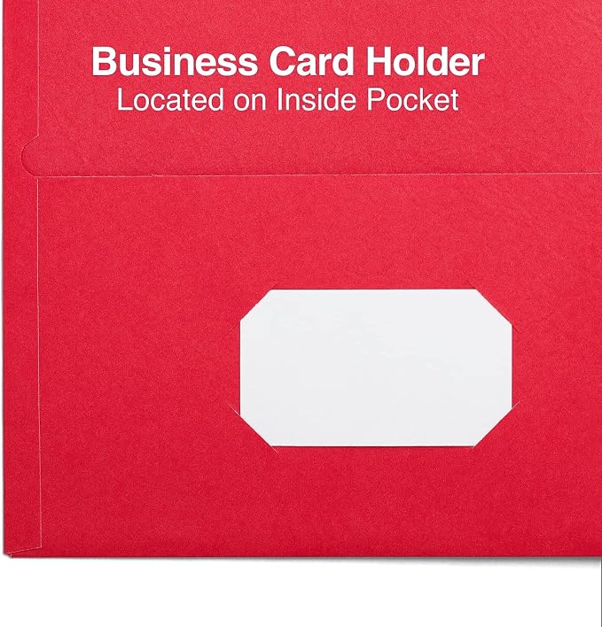 Staples Assorted 2‑Pocket Folders, Letter Size, Durable Paper with Business Card Holder, Eco‑Friendly – 10/Pack