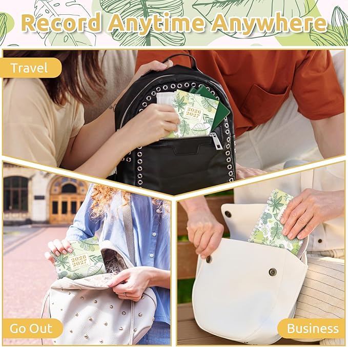 Pocket Calendar 2026-2027, Small Planner -3.7" x 6.7" for Purse, Runs from January 2026 Until December 2027, Monthly Planner 2026-2027 with Coil Organizing & Planning - Green