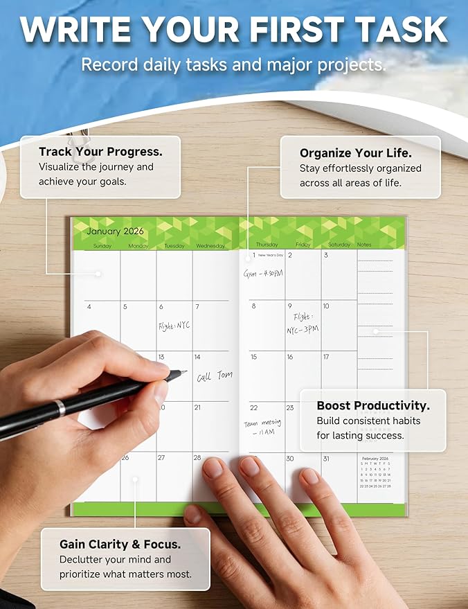 Pocket Calendar 2026-2028 Animal Series, Monthly Planner Jan 2026 to Jul 2028 (3.7" x 6.7") Perfect Purse Calendar, Pocket Agenda with Protective Plastic Sleeve- Cloud Cat