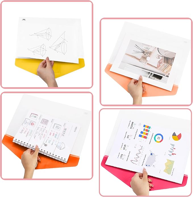 Mr. Pen- Clear Plastic Envelopes File Folders, 10 Pack, A4, Letter Size, Colorful Flaps, Clear Folders for Documents Plastic Poly Envelopes with Label for School, Home, Work, Office, Organizer