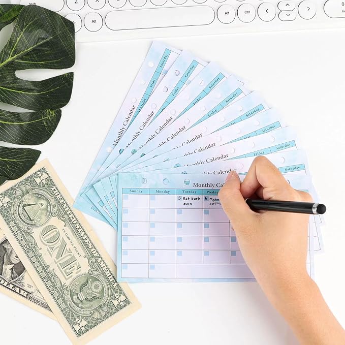 Monthly Weekly Planner Refills Budget Paper Kit for A6 Binder Cover, 6 Ring Planner Accessory for Budget Planner Binder Cover, Money Binder Organizer for Cash (Colorful)