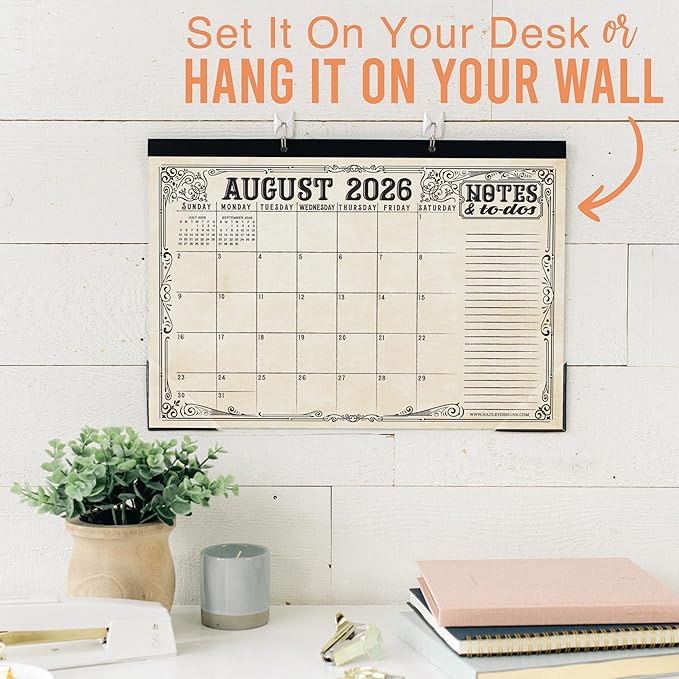 Hadley Designs Large Teacher Desk Calendar 2026-2027 - Desktop Calendar 2026, 18-Month Desk Calendars for Home, Office & Classroom, Cute Classroom Must Haves, Teacher Appreciation Gifts
