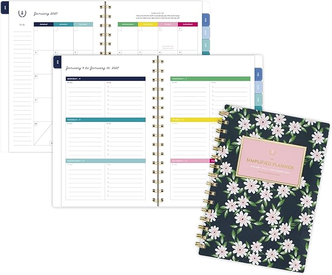 AT-A-GLANCE 2027 Planner, Simplified by Emily Ley, Weekly & Monthly, 5.5" x 8.5", Berry Floral (EL59-200-27)