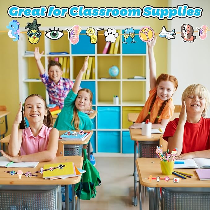 Goldge 200PCS Pencil Toppers, Colorful Pencil Charms Bulk for Classroom Rewards, School Supplies Decorations, Student Incentives Classroom Prizes