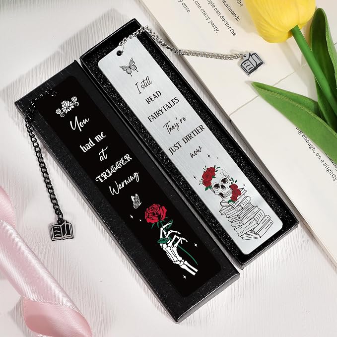 Dark Romance Bookmarks Gifts - 2PCS Funny Bookmarks for Women Friends Girls Spicy Romance Gothic Book Marks for Book Lovers Reader Bookworm Halloween Thanksgiving Christmas Birthday Gag Gift