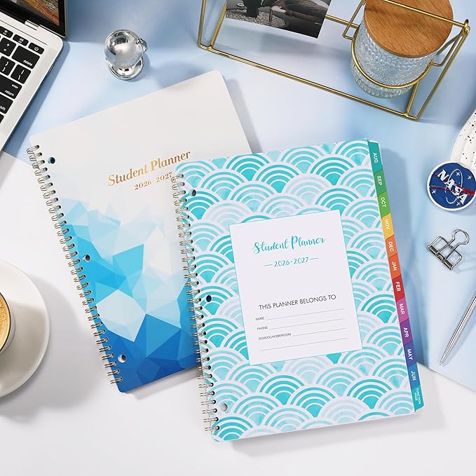 Student Planner 2026-2027 - Monthly and Weekly School Planner 2026-2027 with Colorful Tabs & Stickers, Aug. 2026 - June 2027, 9" x 11", Academic Planners - Blue