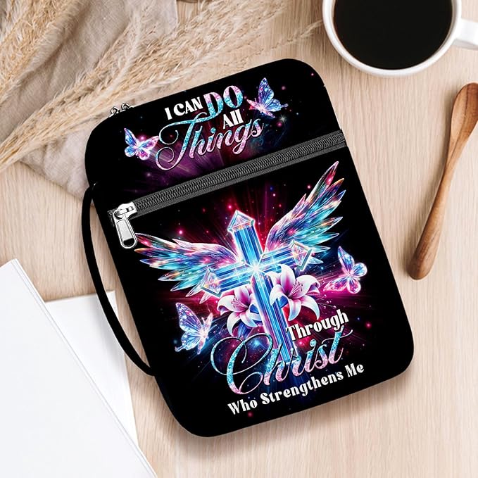 Bible Cover with Handles, Zippered Bible Carrying Case for Women and Girls, Bible Bag Portable, Covers for Bible, Gifts for Christmas Christian