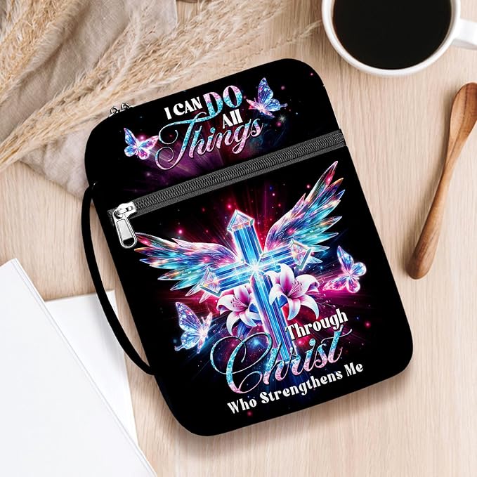 Bible Cover with Handles, Zippered Bible Carrying Case for Women and Girls, Bible Bag Portable, Covers for Bible, Gifts for Christmas Christian