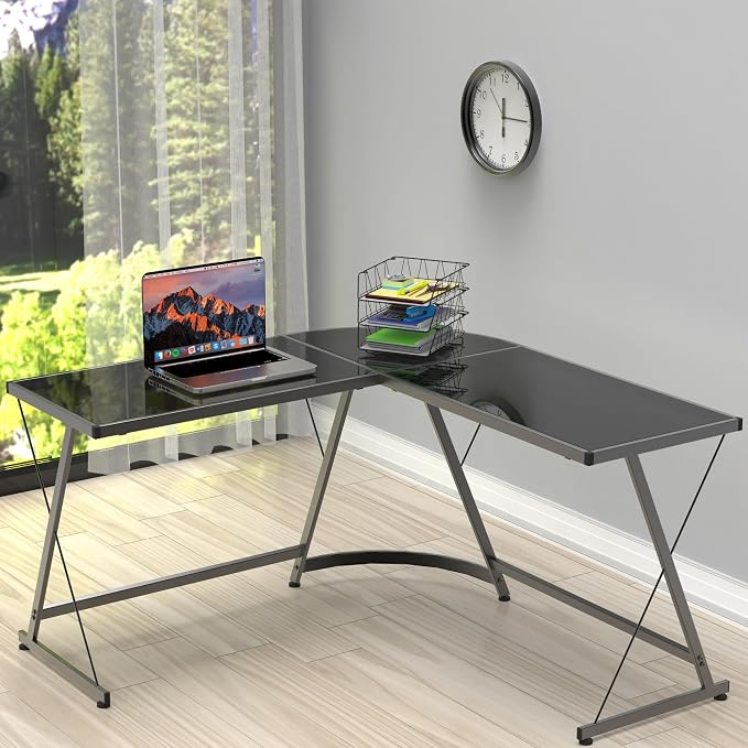 Simple Houseware Stackable Desk File Document Letter Tray with Liner, Wire Grid, 3 Packs, Black
