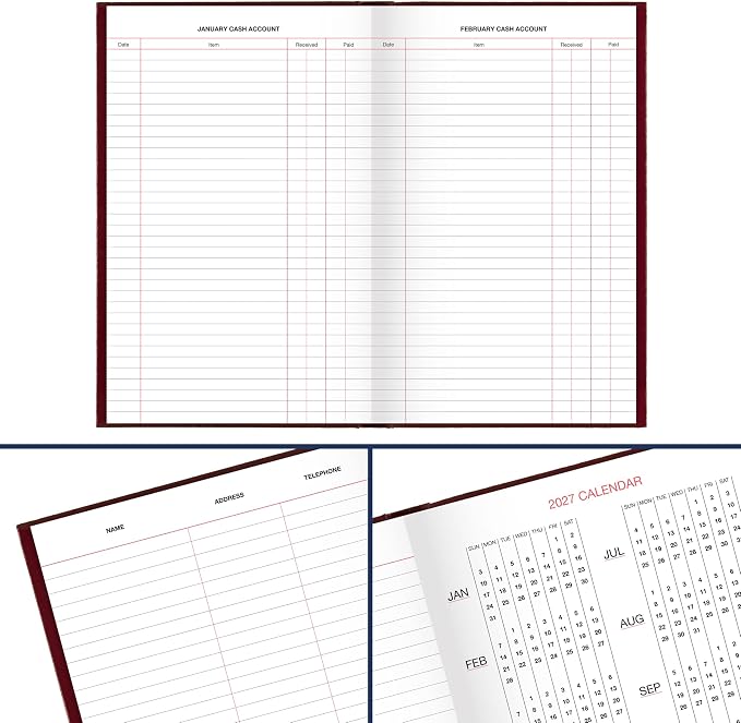 AT-A-GLANCE 2026 Diary, Daily, Standard Diary & Address Notebook, 7-3/4" x 12", Large, Hardcover, Red (SD3771326)