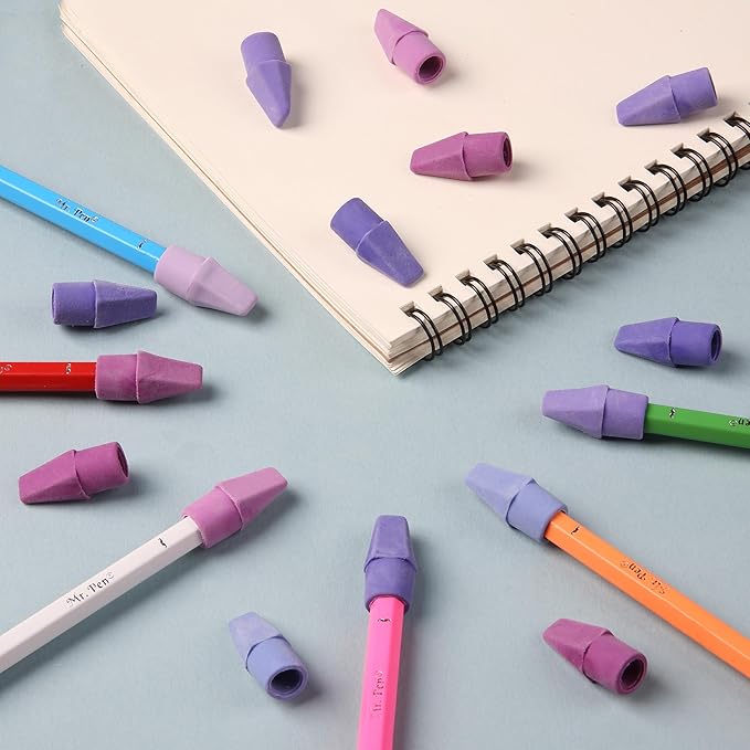 Mr. Pen- Pencil Top Erasers, 120 Pack, 6 Different Purple Shade Colors, Latex-Free & No Smudge Pencil Eraser Tops