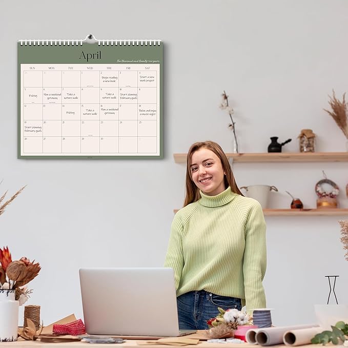 Aesthetic 2026-2027 Wall Calendar - 18 Monthly Calendar from January 2026 to June 2027, 13.7" x 11", Modern Horizontal Wall Hanging Calendar for Organizing & Planning