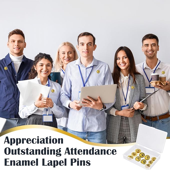 Kenning 30 Pack Outstanding Attendance Enamel Lapel Pins - 3/4 Inch Attendance Lapel Pin Award for Appreciation School Students, Teachers, Employees Supplies
