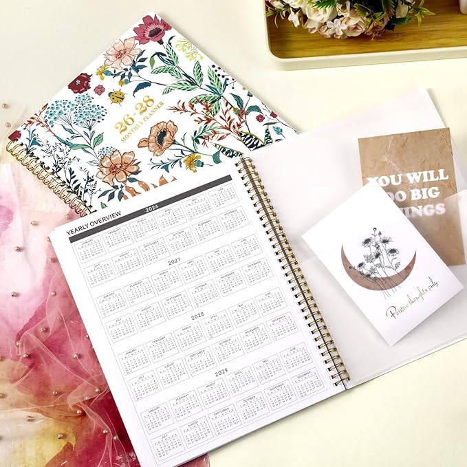 2026-2028 Monthly Planner/Calendar - 3 Year Monthly Planner 2026-2028, Jan. 2026 - Dec. 2028, 9" ร 11" Calendar Planner 36-Month with Tabs, Twin-Wire Binding, Two-Side Pocket, Celebrity Quotes ๏ผ Notes
